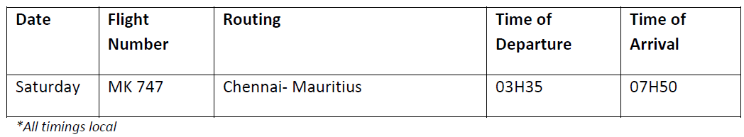 AIR MAURITIUS RESUMES ITS OPERATIONS TO CHENNAI IN APRIL 2024 The